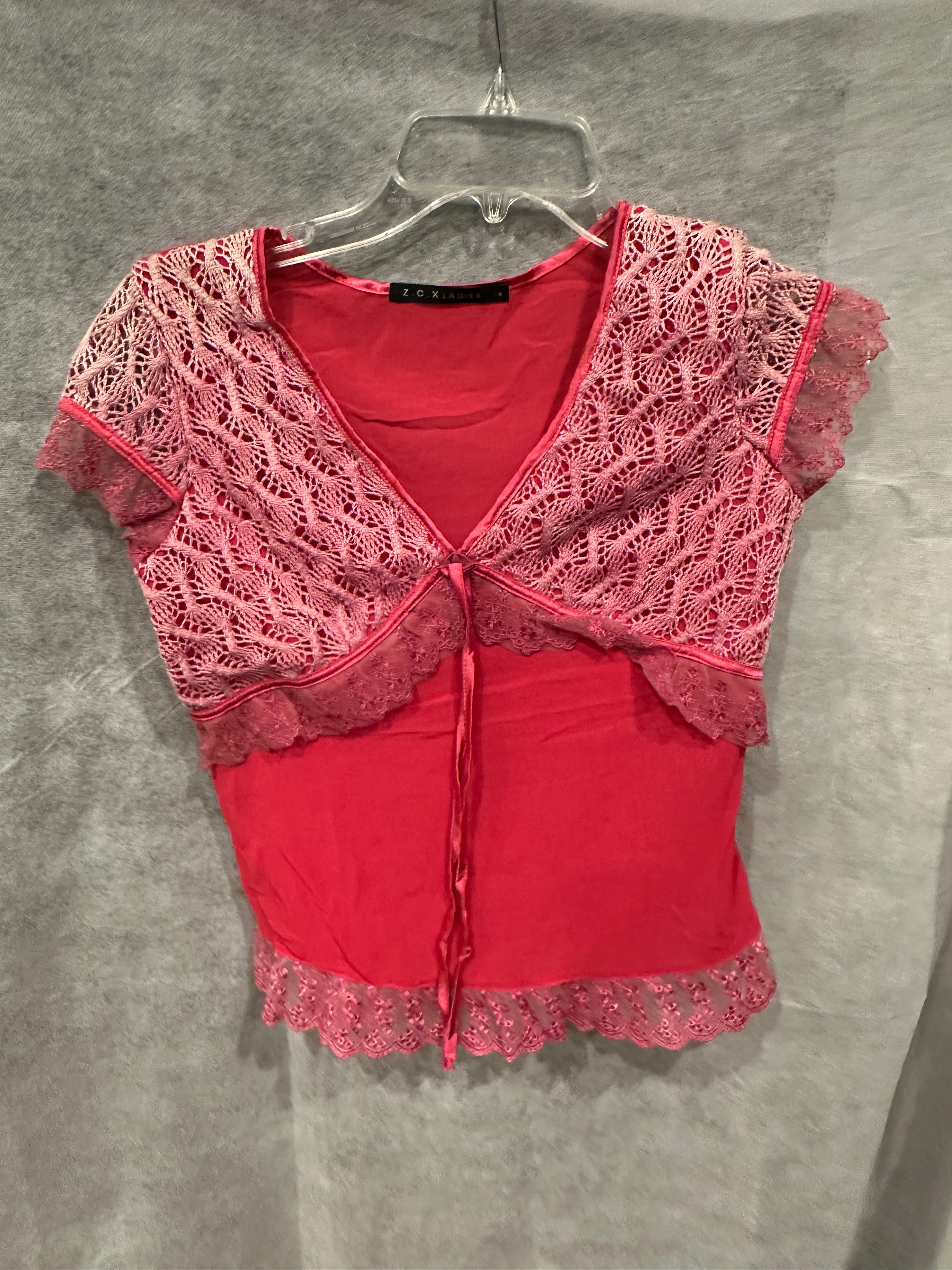 Pink lace babydoll top