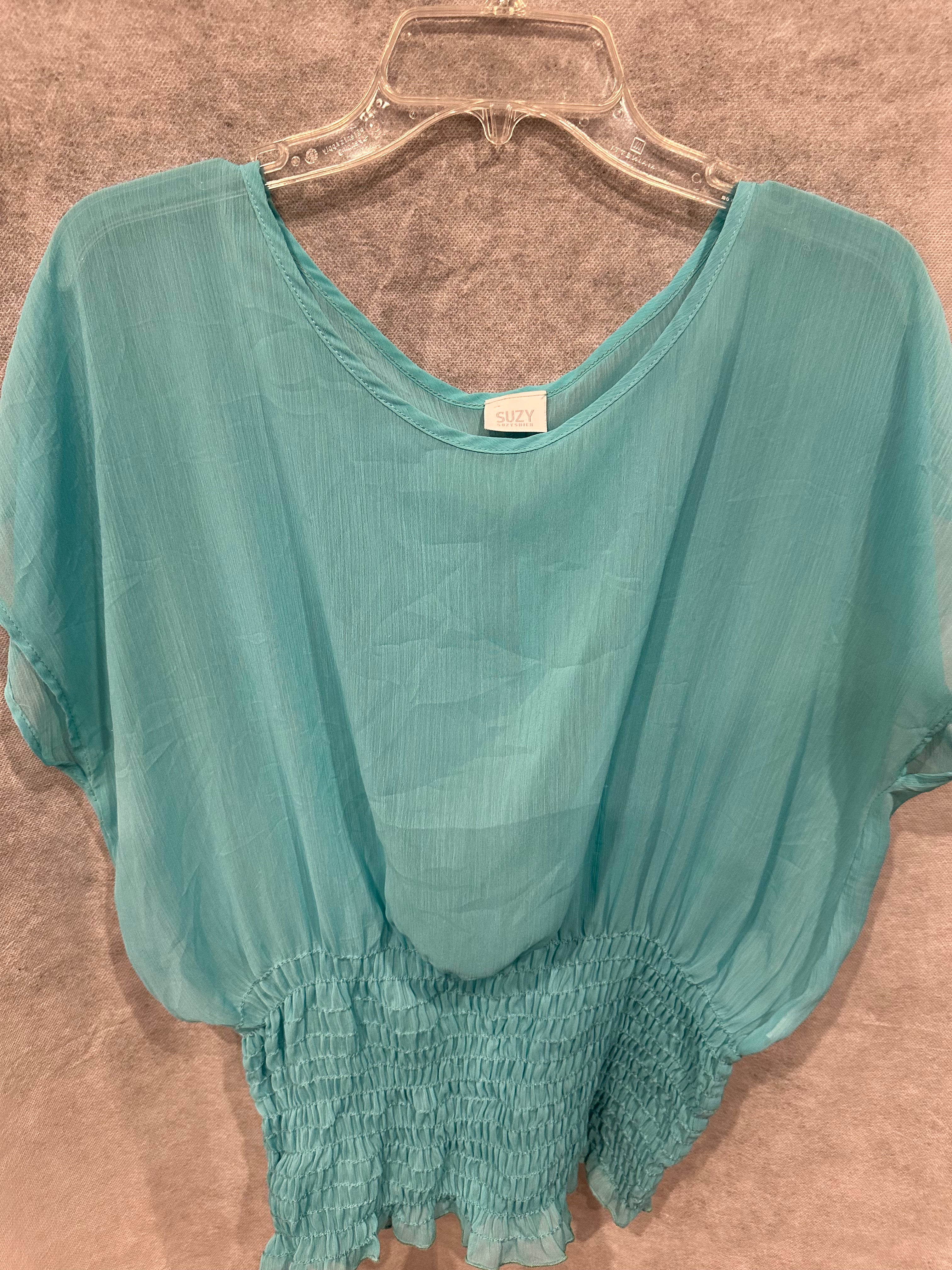 Suzy Shier turquoise sheer top