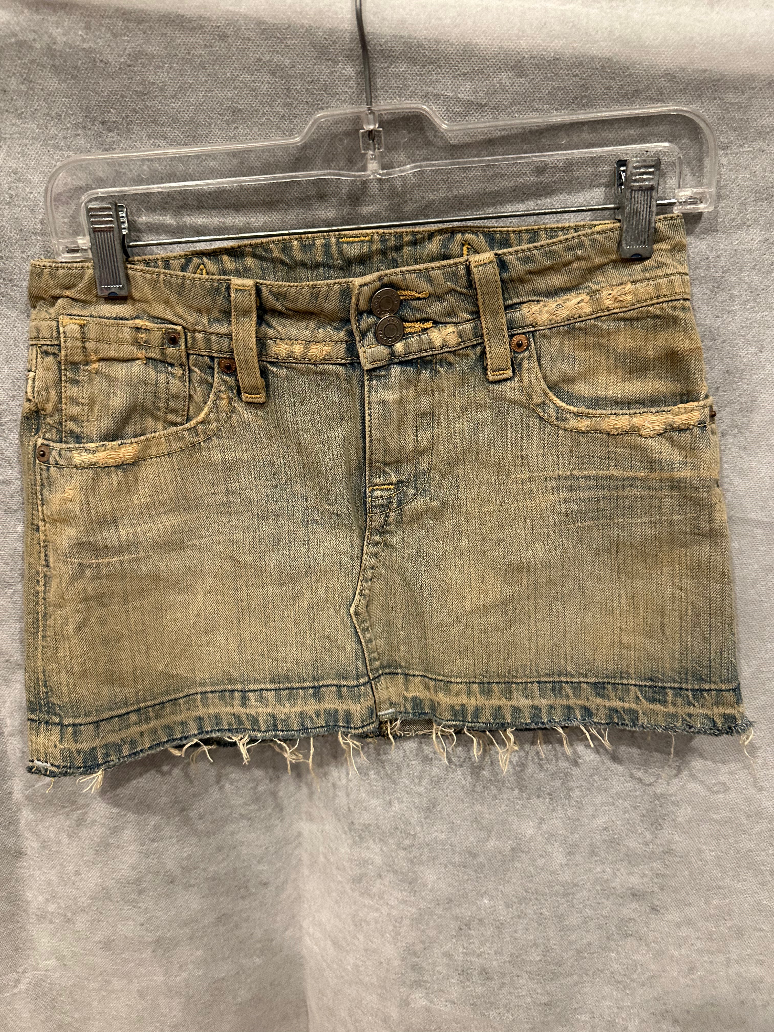 Distressed cargo mini skirt