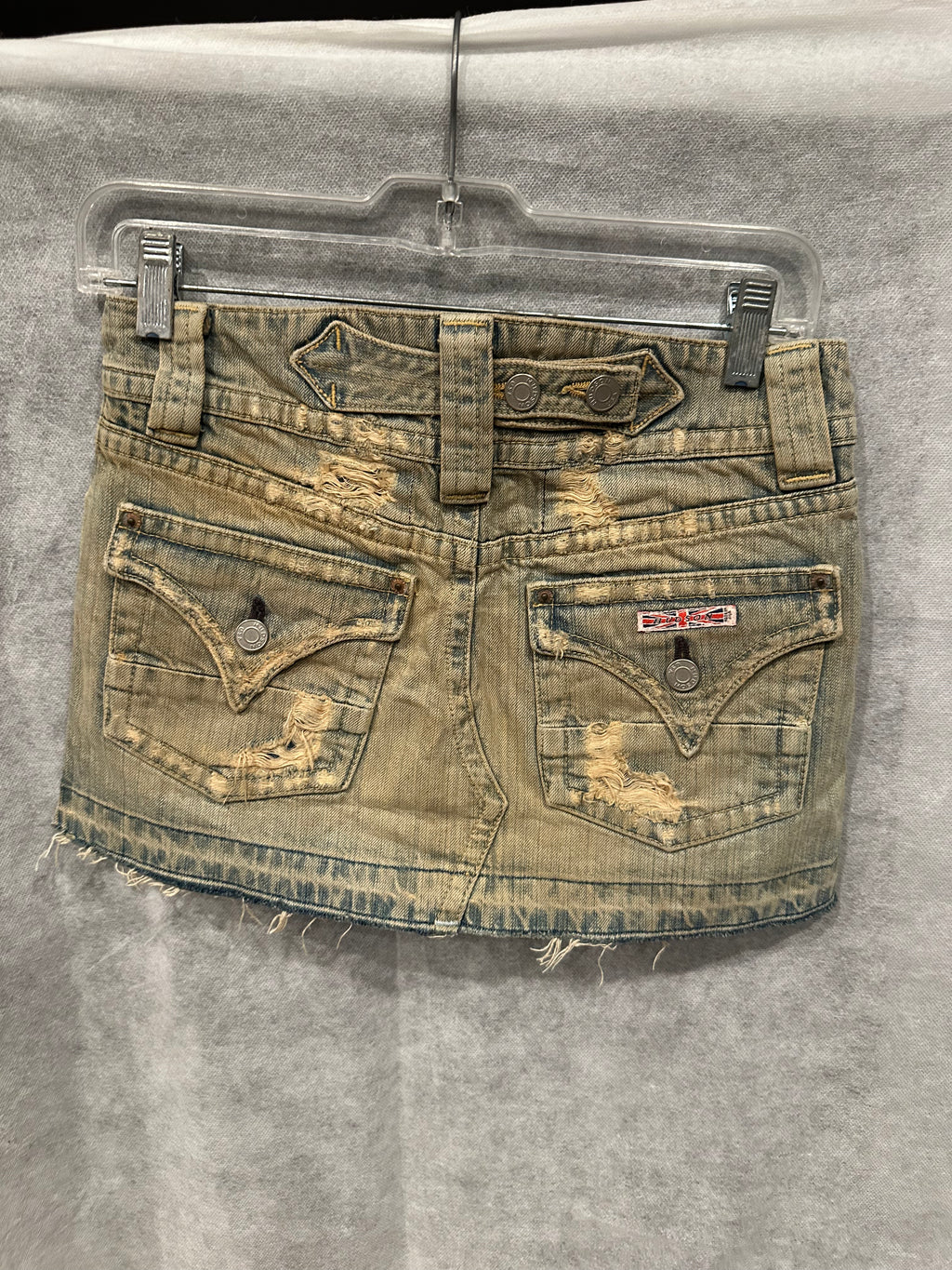 Distressed cargo mini skirt