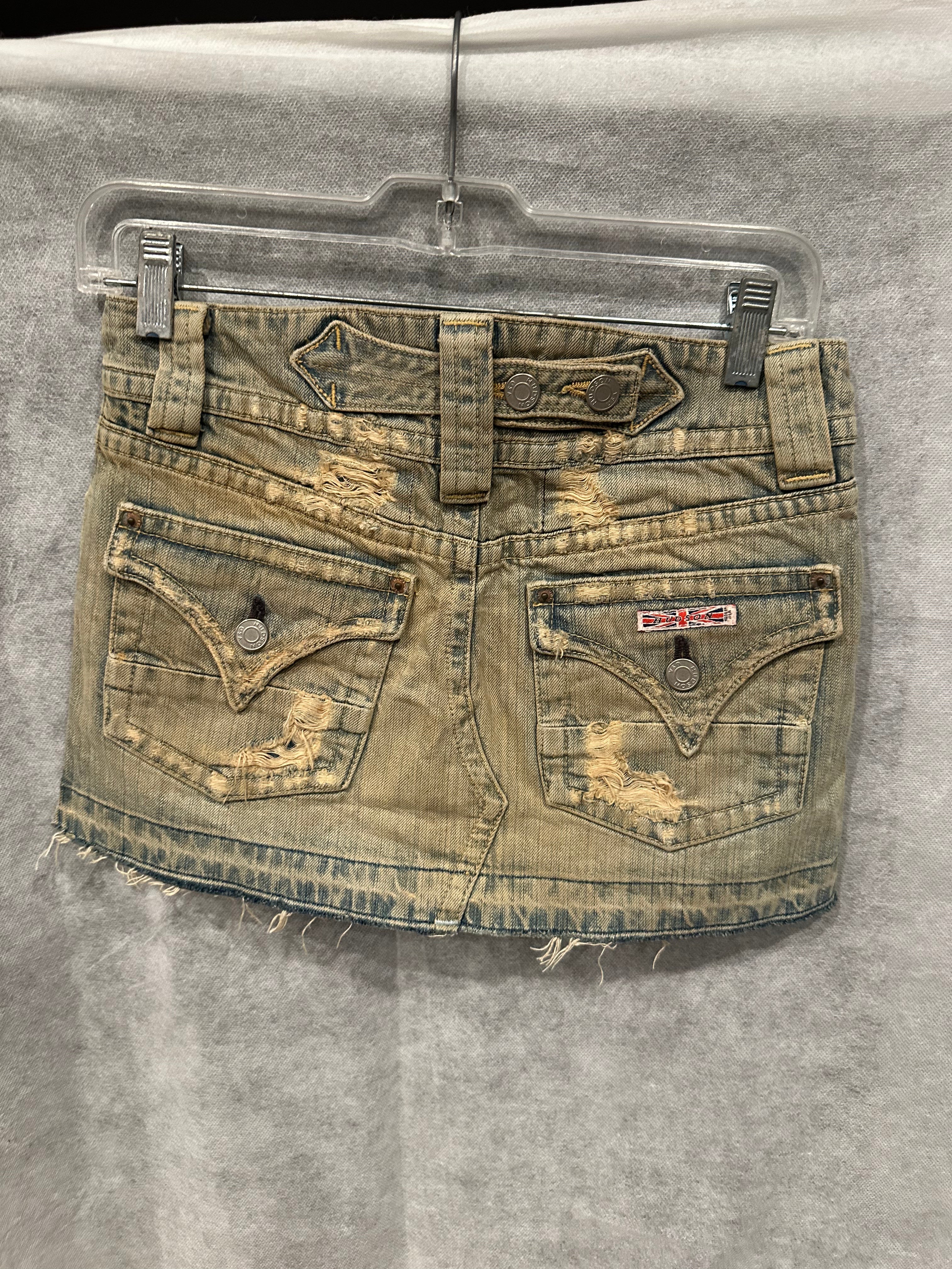 Distressed cargo mini skirt