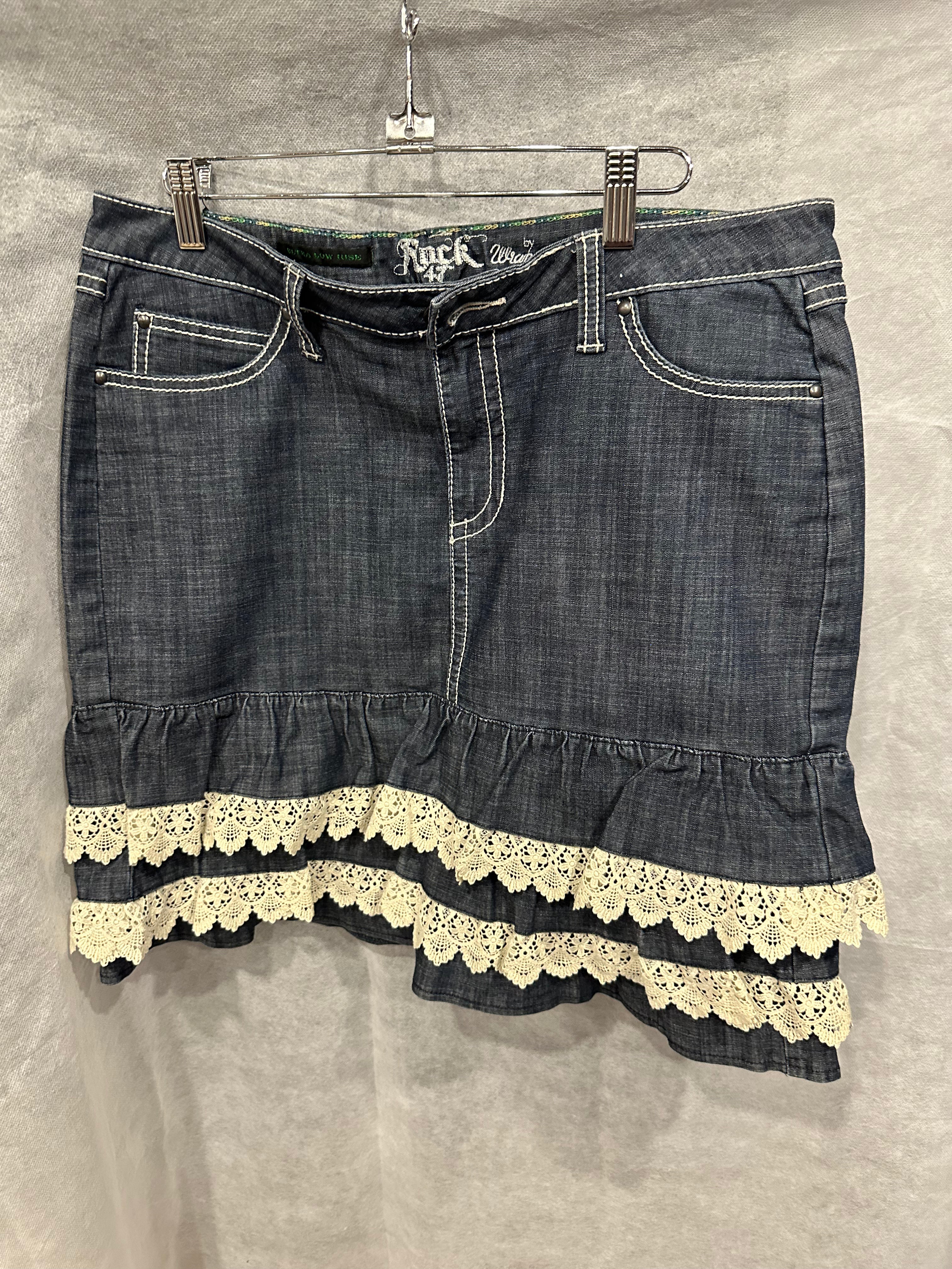 Rock lace ruffle midi skirt