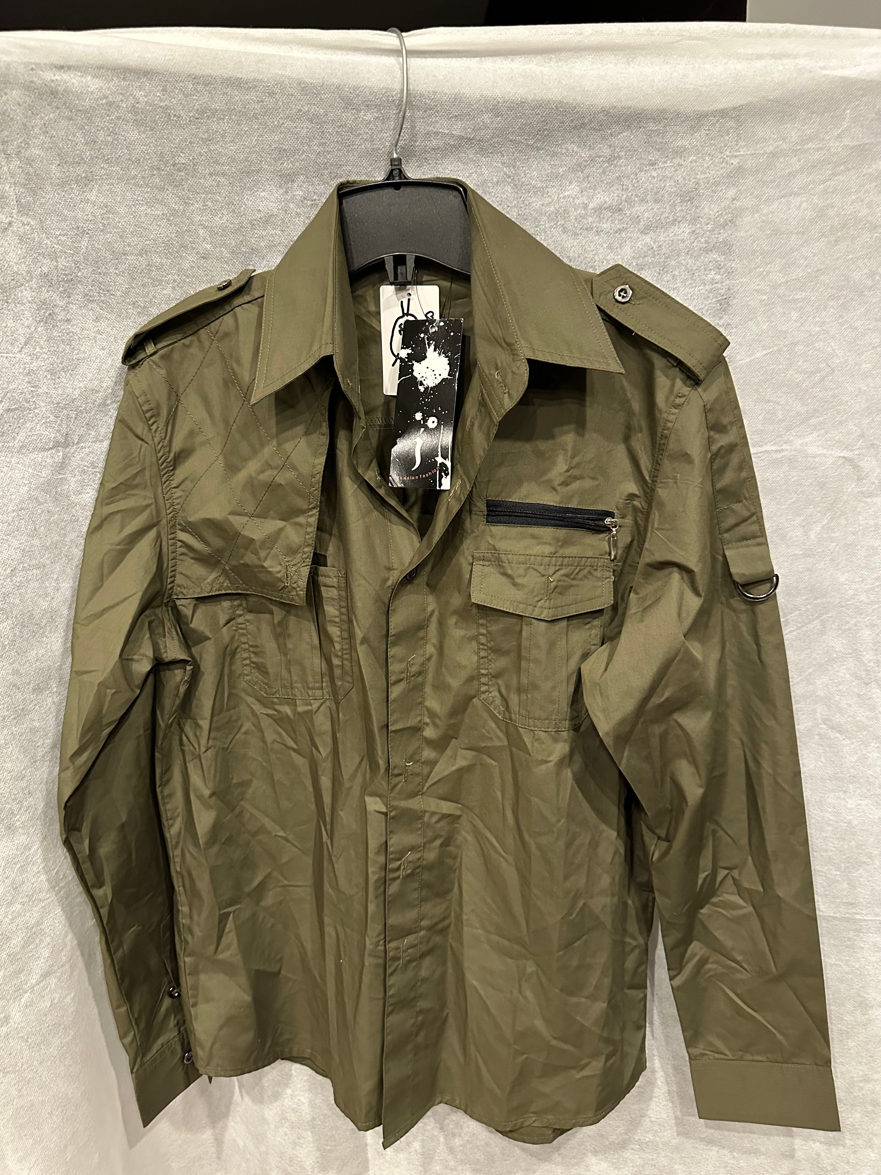 Military style cargo button up NWT