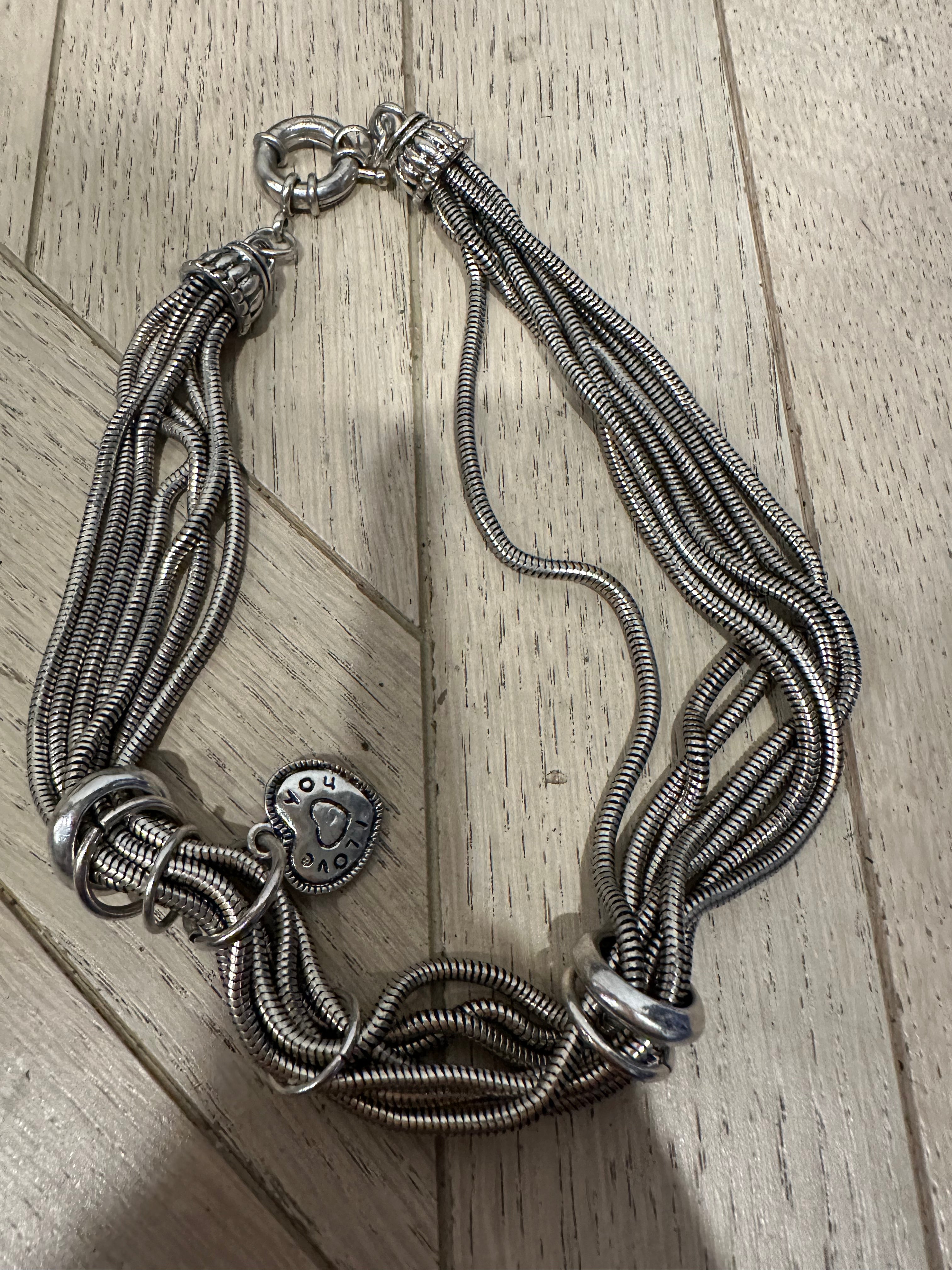 Silver corded necklace