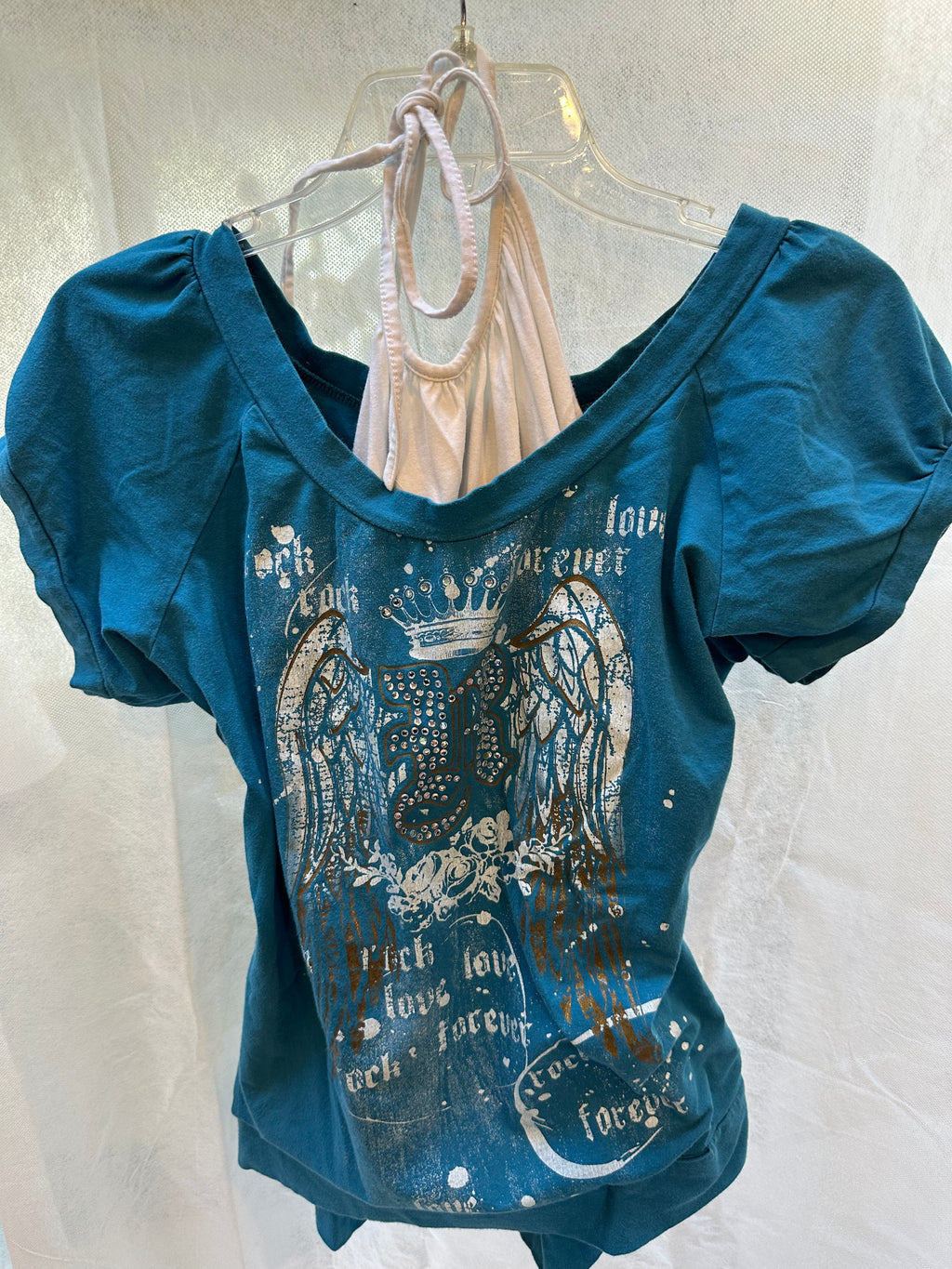 Double layer rhinestone tee