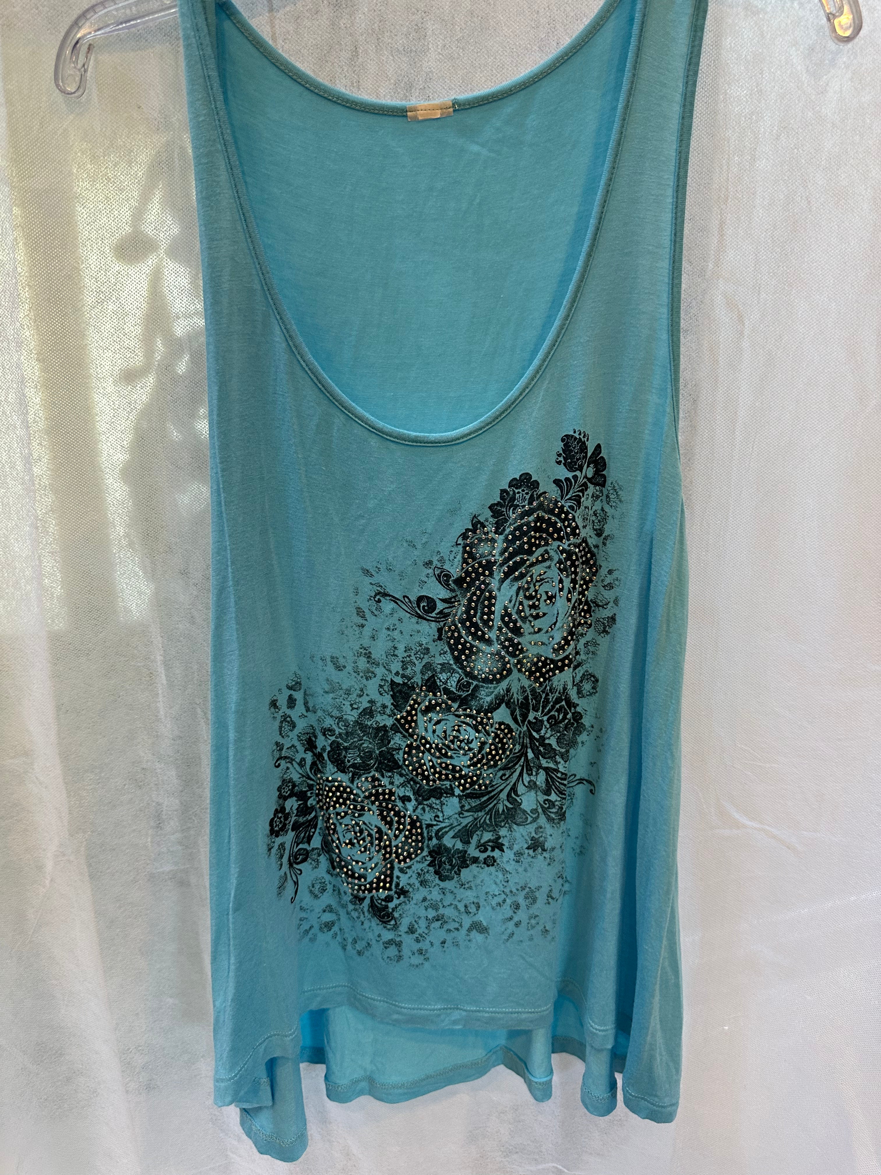 Rhinestone rose tank