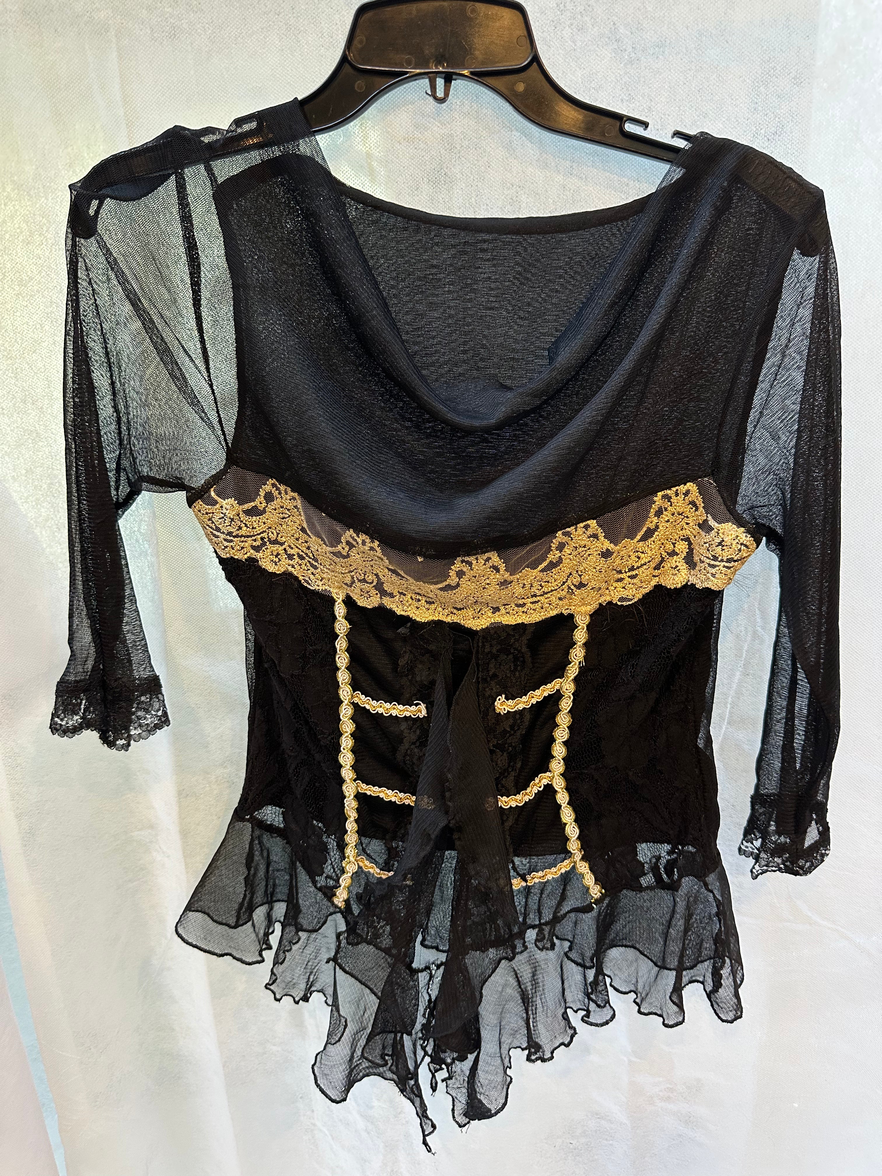 Sheer drape lace top