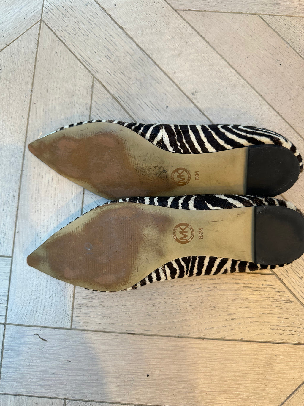 MK silver toe calf hair flats*as is*