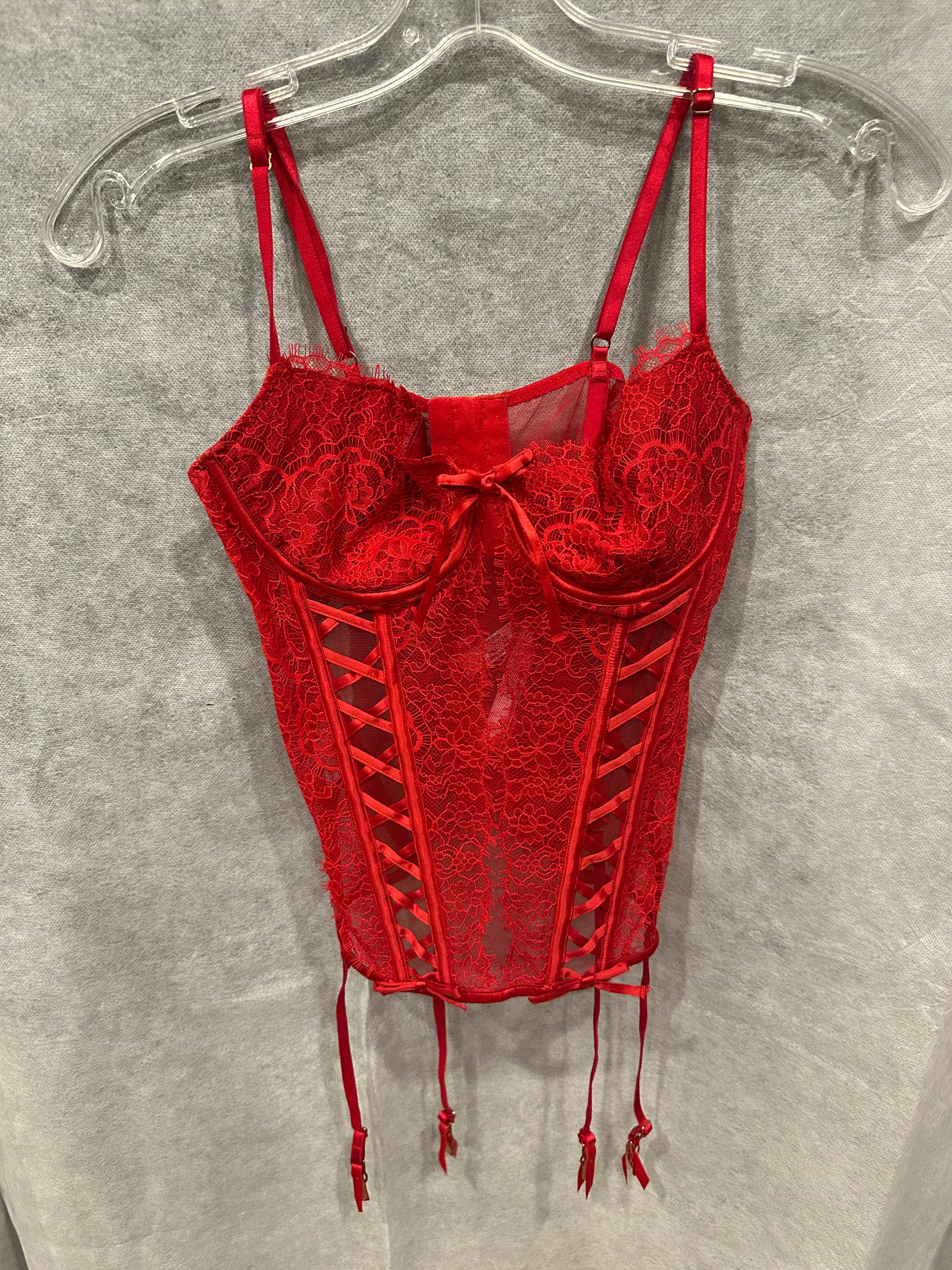 Victoria’s Secret red lace bustier